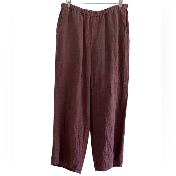 Flax Pants - FLAX Linen Pants High Rise Wide Leg Cropped Texture Slub Lagenlook Coastal Sz S
